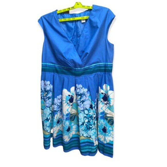Liz Claiborne Women's Size 20W Blue Floral skirt Surplice Sleeveless Dress - Picture 5 of 10